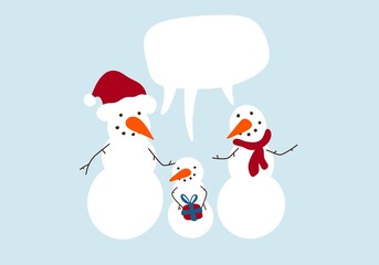 Winter set with snowman on blue background for wallpaper and packaging 