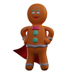 Super Cool 3D Gingerbread Cartoon Illustration wearing a redwing