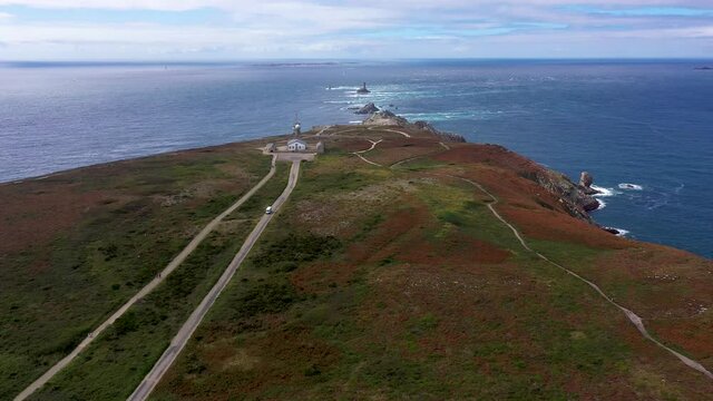 aerial view on the tip of raz on finistere in brittany