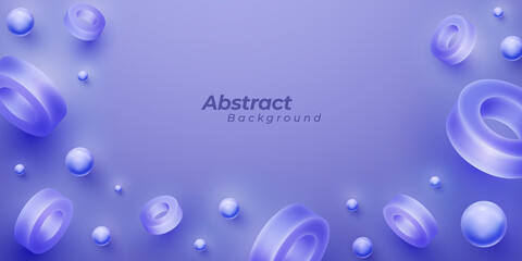 Purple vector background with abstract 3D shape.