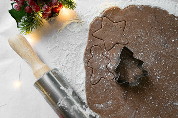 Cooking gingerbread cookies. Seasonal traditional pastries