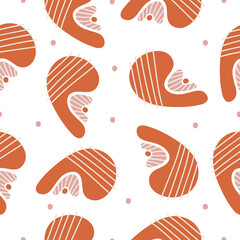 Seamless pattern with hand drawn abstract shapes, objects on a white background. Doodle, simple illustration. It can be used for decoration of textile, paper.