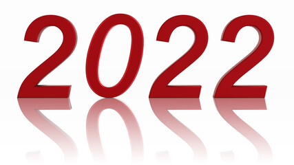 Illustrazione 3D. Anno nuovo 2022. Capodanno, 2022 in numeri a celebrare l'arrivo del nuovo anno.
