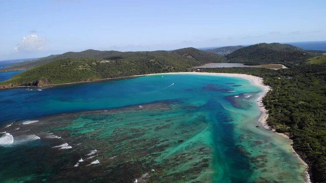 Beautiful 4K drone shot of Flamenco Beach in Culebra Puerto Rico