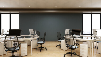 Obraz na płótnie Canvas office area with blank wall 3d design interior