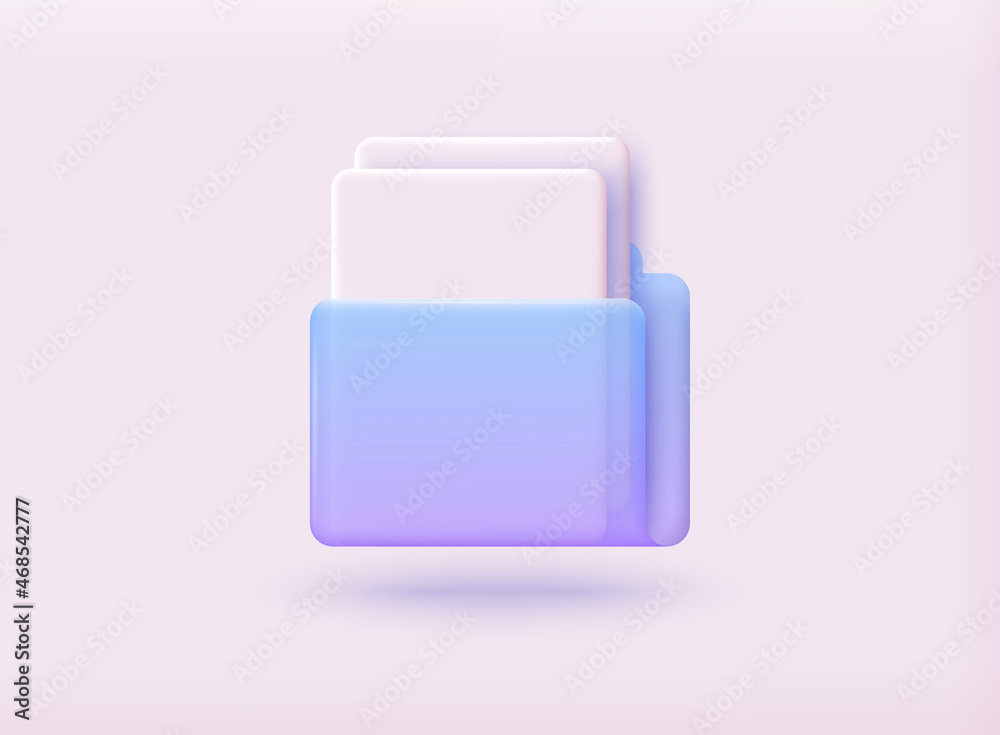 Poster files folder with paper documents icon. 3d vector illustrations.