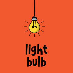 hanging light bulb - cartoon vector concept.hand drawn vector illustration.