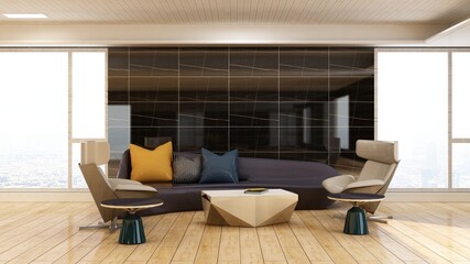 modern office lobby waiting room for company logo mockup