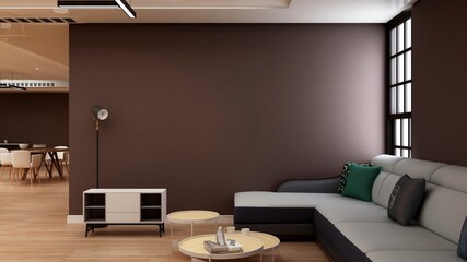 minimalist living room with 3d design interior
