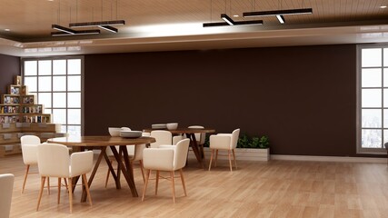 luxury restaurant 3d design interior for wall mockup