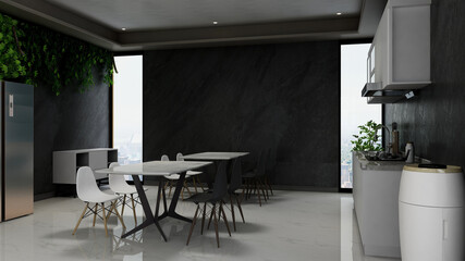 office pantry area 3d render interior design