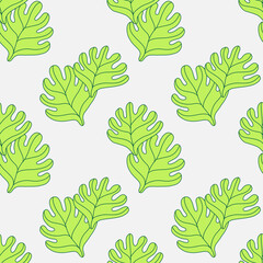 seamless pattern with green leaves - 468543732