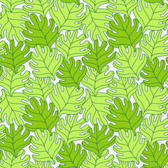 seamless pattern with green leaves - 468543752