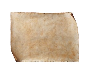 Parchment letter paper background with watercolor texture.Ancient rustic grungy scroll vintage retro aged antique manuscript blank realistic writing paper.Horizontal isolate on white.