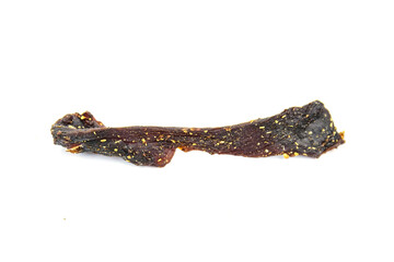 South african dried meat biltong isolated on a white background