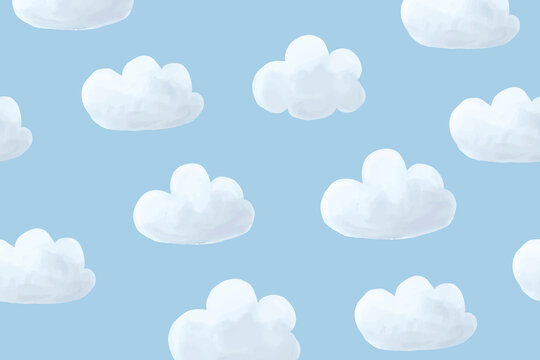 Cloud background vector, cute desktop wallpaper