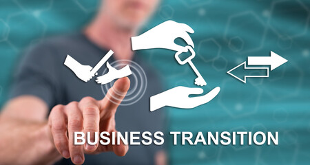 Man touching a business transition concept