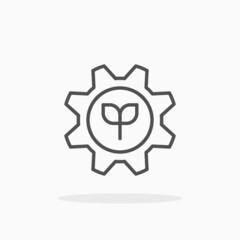Eco Gear icon. Editable Stroke and pixel perfect. Outline style. Vector illustration. Enjoy this icon for your project.