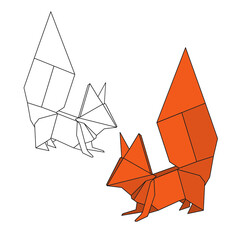 origami squirrels: colored and black and white lines 