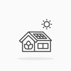 Eco House icon. Editable Stroke and pixel perfect. Outline style. Vector illustration. Enjoy this icon for your project.