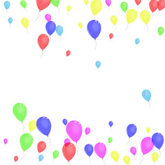 Green Confetti Background White Vector. Helium Anniversary Set. Colorful Rubber. Multicolor Surprise. Baloon Isolated Template.