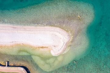 An aerial shot of empty beach