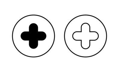 Plus Icons set. Add plus sign and symbol