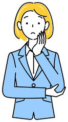 解決策を考えているスーツ姿の可愛いい女性 イラスト ベクター