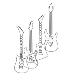 one line drawing: electric guitars, solo 
