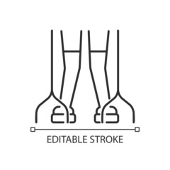 Cerebral palsy linear icon. Movement disorders. Coordination functions disability. Muscle problem. Thin line customizable illustration. Contour symbol. Vector isolated outline drawing. Editable stroke