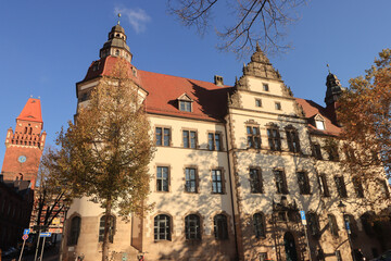 Fototapeta na wymiar Cottbus, Schloßturm und Amtsgericht in der Altstadt