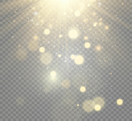 Fototapeta na wymiar Beautiful sparks shine with special light. Vector sparkles on a transparent background. Christmas abstract pattern. A beautiful illustration for the postcard. The background for the image. Luminaries.