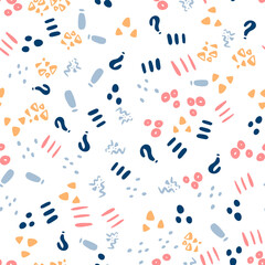 Abstract shapes hand drawn color seamless pattern.