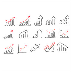 economy up arrow icons: lines