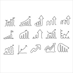 economy up arrow icons: lines