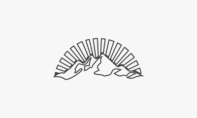 line icon mountain view isolated on white background.