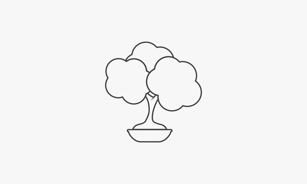 line icon bonsai isolated on white background.