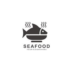 Sea food simple flat logo vector illustration