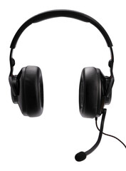 Black Gaming headset isolated on white background With clipping path, Computer headphones with...