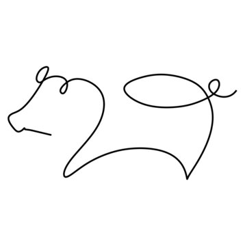 Continuous one line drawing of a pig. minimalistic style vector illustration