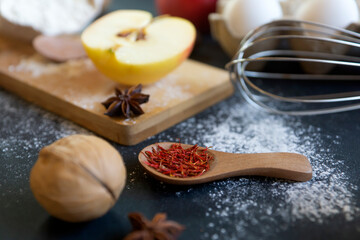 Spacia sage, cinnamon, star anise, and other ingredients for festive baking.