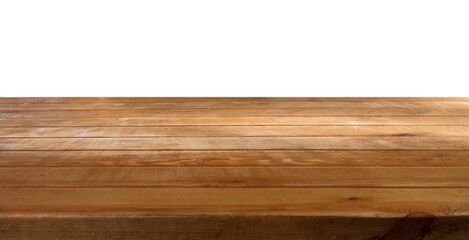 Isolated wooden table on white background
