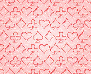 A Seamless Background with symbols of playing cards.