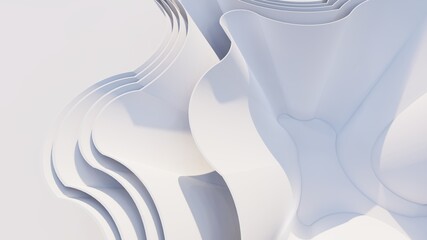 Abstract white background curved stripes pattern in design 3d render