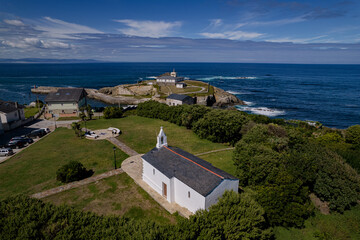 Fototapeta na wymiar Aerial view of Tapia de Casariego and its incredible lighthouse, Asturias, Spain.