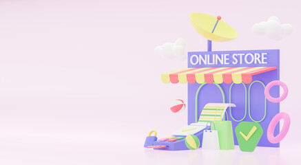 3d illustration of online payment by credit card