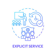 Explicit service blue gradient concept icon. Observable features of product. Facilitating goods. Operations management abstract idea thin line illustration. Vector isolated outline color drawing