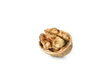 Walnut isolated on white background, close up