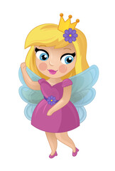 cartoon scene with happy elf princess illustration