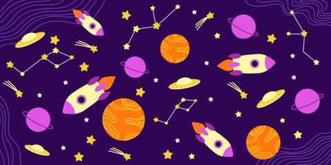 space galaxy comet planet stars ufo